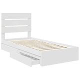 Storage Bed with Headboard White 90 x 190 cm Engineered Wood 3411928