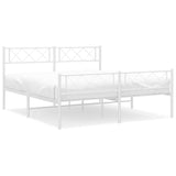 Metal Bed Frame without Mattress with Footboard White 140x200cm 372345