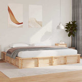 Bed Frame Brown 200 x 200 cm Solid Pine Wood 3385703