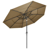 3-Tier Garden Parasol with Aluminium Pole Taupe 3 m 313871