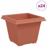 Square Flower Pot 24 pcs Brick Red 33 x 33 x 26 cm Plastic 42020345