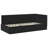 Corner Bed Frame with Headboard Black 100 x 200 cm Velvet 42016281