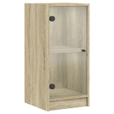 Side Cabinet with Glass Doors Sonoma Oak 35x37x75.5 cm 836401