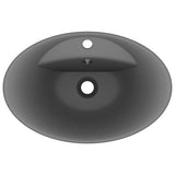 Luxury Basin Overflow Oval Matt Dark Grey 58,5x39 cm Ceramic 146939