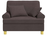 XL Armchair with Cushions Dark Brown Fabric 42043487