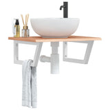 Basin Shelf Wall Mounted Steel and Solid Wood Oak 3302606