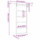 Sliding Door Brown 80 x 208 cm Solid Pine Wood 3381161