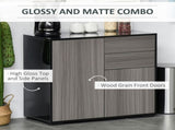 High Gloss Frame Sideboard, Push-Open Design with 2 Drawer for Living Room, Bedroom, 74H x 79W x T3398P343315