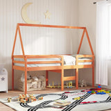 Kids' Bed Roof Wax Brown 199x80.5x88 cm Solid Wood Pine 846957
