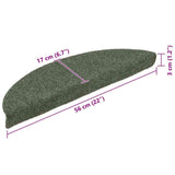Stair Mats Self-adhesive 15 pcs 56x17x3 cm Green Half Round 322358