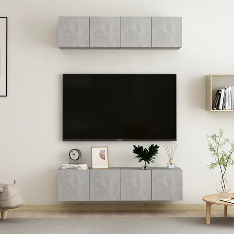 TV Cabinets 4 pcs Concrete Grey 60x30x30 cm Engineered Wood 3079059