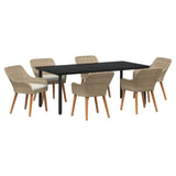 Garden Dining Set with Cushion 7 pcs Beige Poly Rattan 3261703
