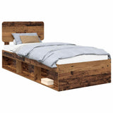 Bed Frame with Headboard Old Wood 90 x 190 cm Solid Pine Wood 3412139