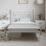 Metal Bed Frame without Mattress with Headboard White 100x200cm 374383