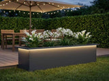 Garden Planter with LED Antracite 30 x 100 x 30 cm Steel 8008116
