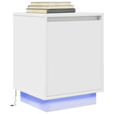 Bedside Cabinets with LED Lights 2 pcs White 38x34x50 cm 861266