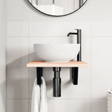 Basin Shelf Wall Mounted Steel and Solid Wood Oak 3302539