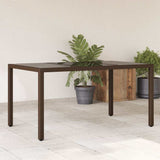 Garden Table with Glass Top Brown 150x90x75 cm Poly Rattan 365534