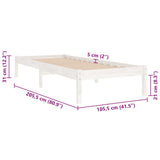 810008 Bed Frame without Mattress White Solid Wood 100x200 cm