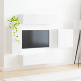TV Wall Cabinet Set Wall-mounted 6 pcs High Gloss White 3408947