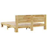 Bed Frame with Headboard without Mattress 200x200 cm Solid Wood Oak 3315726