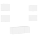 6 Piece TV Wall Units with LED White Engineered Wood 3216811