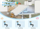 Height Adjustable Kids Desk and Chair Set, Children School Study Desk with Tiltable Desktop, Reading T3398P347976