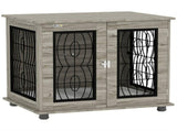 Indoor Dog Crate Furniture End Table with Soft Washable Cushion, Lockable Front Door, for Medium T3398P425263