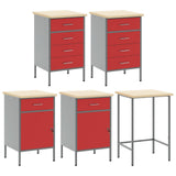 Tool Cabinet Set with Shelf 6 pcs Red Powder-Coated Steel 3321409