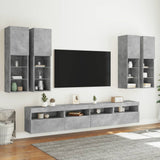 7 Piece TV Wall Cabinet Set with LED Lights Concrete Grey 3216774