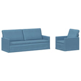 Sofa Set 2 pcs Blue Corduroy Fabric 3433257