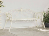 Garden Bench 2-Seater 130 x 47 x 90 cm Steel Antique White 42029544