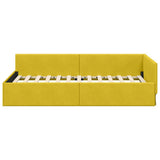 Corner Bed Frame with Headboard Yellow 90 cm x 200 cm Velvet 42016087