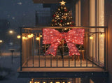 Pre-lit Outdoor Giant Bowknot Christmas Decoration, Lighted Metal Frame with 124 Warm White LED 65416692