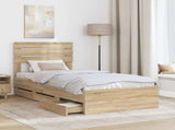 Bed Frame with Drawer Sonoma Oak 90 x 200 cm Engineer Wood 3411530