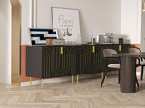 Art Deco Inspired Sideboard, with Adjustable Shelf - Black/Gold Tone T3398P328364
