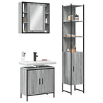 ZNTS 3 Piece Bathroom Cabinet Set Grey Sonoma Engineered Wood 3214743