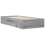 ZNTS Bed Frame without Mattress Grey Sonoma 90x190 cm Single Engineered Wood 3295525