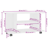 TV Cabinet with Castors White 80x40x45 cm Engineered Wood 800189