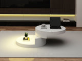 Round rotating coffee table with LED lights, 360&deg rotating tabletop, end table, double-layer sofa N605P387961W