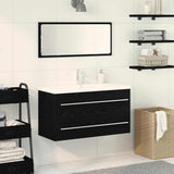 Bathroom Sink Cabinet with Drawer Wall-mounted 3 pcs Black Oak 3333131