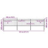 Garden Fence with Spear Top Steel 537x100 cm Black 277613