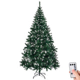 ZNTS 7 FT Snow Tipped Artificial Christmas Tree with DIY 150 Warm Lights, Remote Control, 1100 Branch 03739007