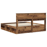 Bed Frame with Headboard Old Wood 200 x 200 cm Solid Pine Wood 3409725