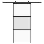 Sliding Door with Hardware Set Black 90x205 cm Tempered Glass 3375878