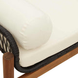 Garden Bench with Cushion Black Poly Rattan Acacia 366299