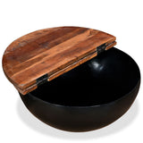 245257 Coffee Table Set 2 Pieces Solid Reclaimed Wood Black Bowl Shape