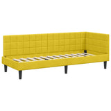 Corner Bed Frame with Headboard Yellow 80 x 200 cm Velvet 42016414