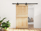Sliding Door Natural and Black 80 x 210 cm Solid Pine Wood 3445047