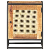 Bedside Cabinet 40x30x50 cm Rough Mango Wood and Natural Cane 323140